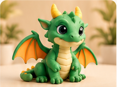 Figura colecionável Brumi, um pequeno dragão verde