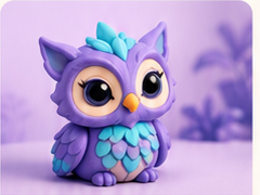 Figura colecionável Veyla, uma pequena coruja violeta